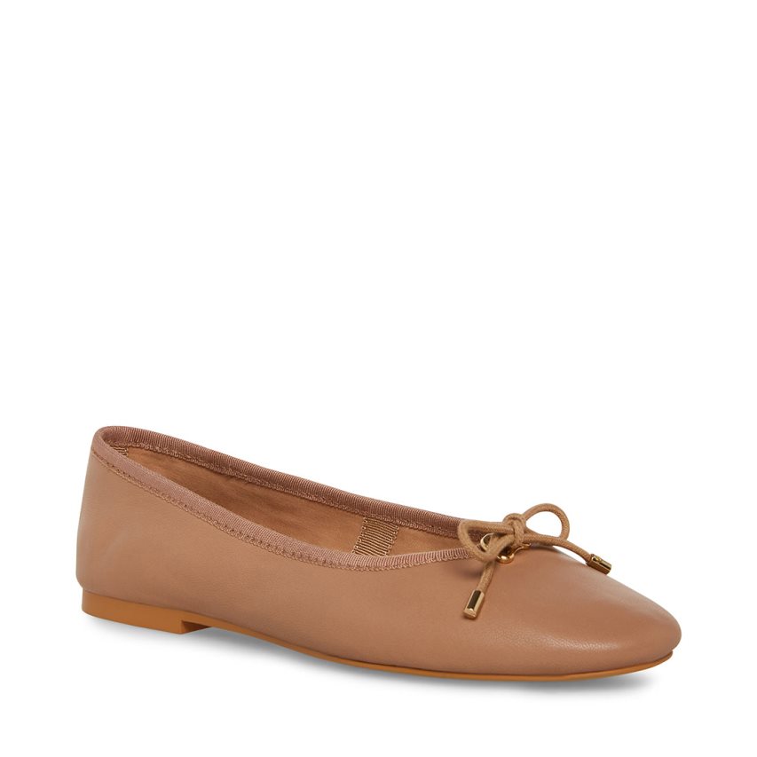 Brown Steve Madden Blossoms Leather Women's Ballet Flats | PH 5379GKC